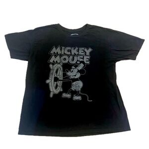 Disney Black and White Mickey Mouse Steamboat T-Shirt Unisex Size XL